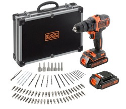 Black and Decker - 18V 2G borrskruvdragare 1A laddare 2 batterier och tillbehr - BDCDD186BAC