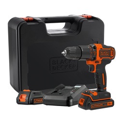 Black and Decker - 18V LiIon slagborrmaskin med tv batterier och laddare i kitbox - BDCHD18K1B2