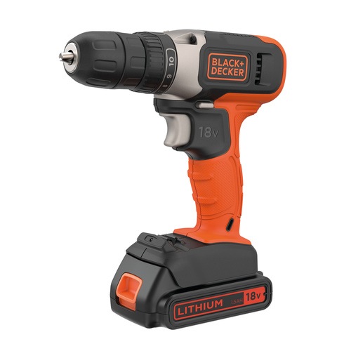 Black and Decker - 18V Lithiumion borrskruvdragare med 15Ah batteri  400mA laddare - BCD001C1