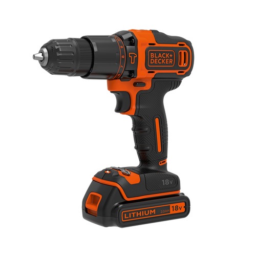 Black and Decker - 18V LiIon slagborrmaskin med tv batterier och laddare i kitbox - BDCHD18K1B2