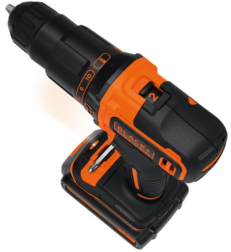 Black and Decker - 18V LiIon slagborrmaskin med tv batterier och laddare i kitbox - BDCHD18K1B2