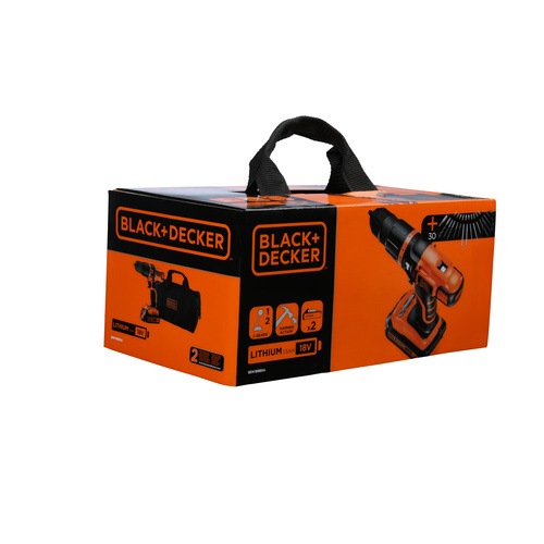 Black and Decker - 18V 2vxlad slagborrmaskin  extrabatteri 30 tillbehr och frvaringsvska - BDK188BSA