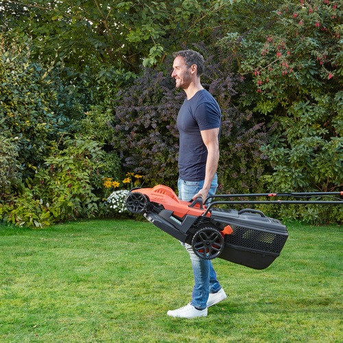 Black and Decker - 38CM 1600W Grsklippare med ergonomisk handtagsdesign - BEMW471BH