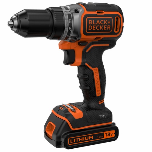 Black and Decker - 18V LiIon kolborstfri borrskruvdragare med tv batterier och laddare 400mA i kitbox - BL186KB